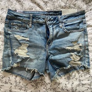 AE midi jean shorts with lace pocket detail